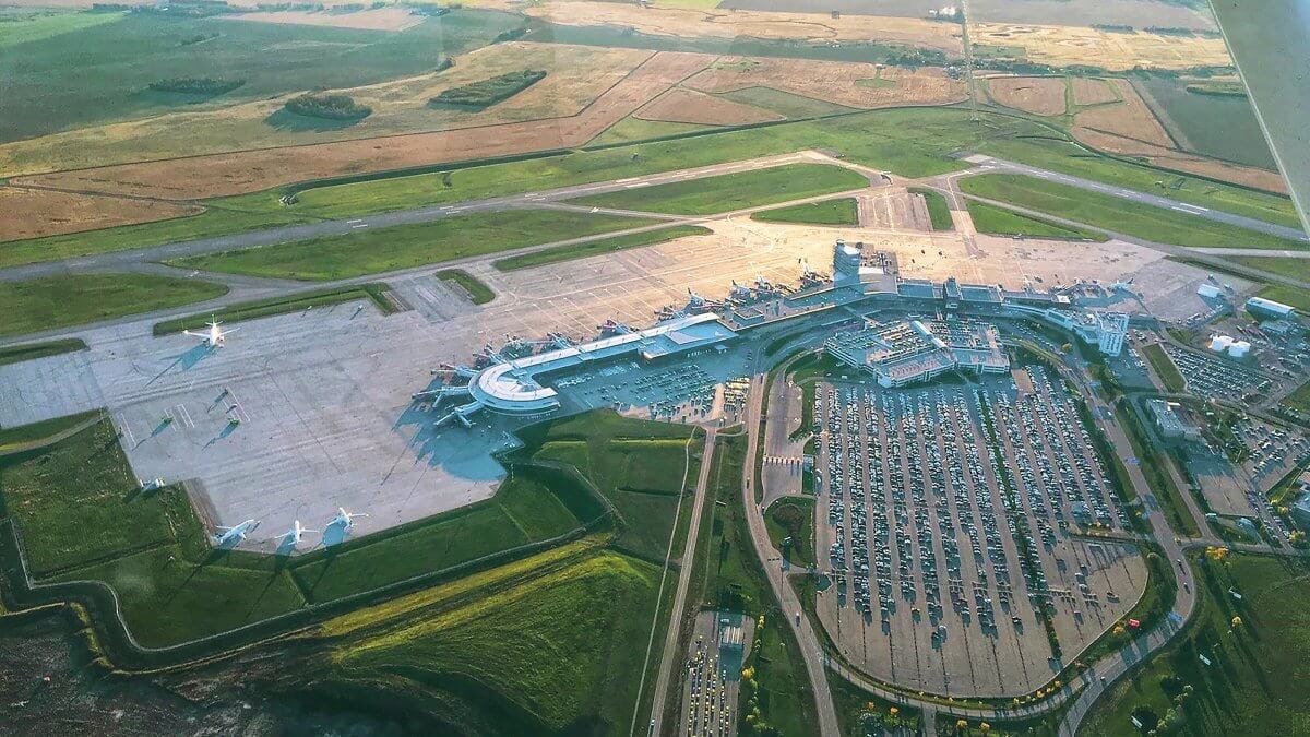 Aerial view of an airport